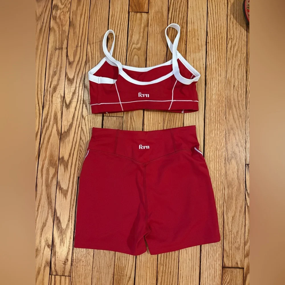 Fern Fitness Bright Red workout Set - shorts and sports bra - Picture 3 of 5